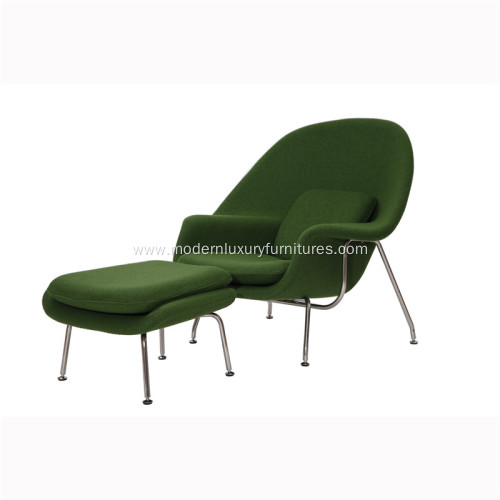 Green Cashmere Wool Saarinen Womb Chair & Ottoman